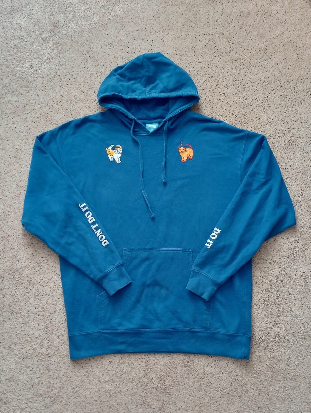 Emma Chamberlain Merch Blue Hoodie Angel Cat Don't Do It Devil Cat Do It Size XL